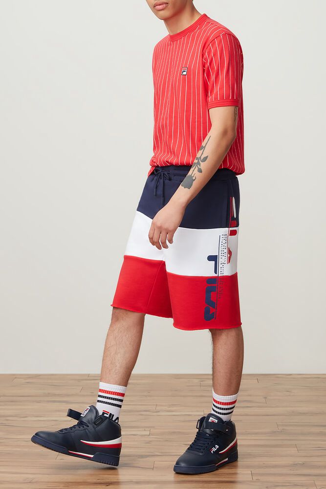 Fila Stu Shorts Navy/White/Red - Mens - 50761JPDM